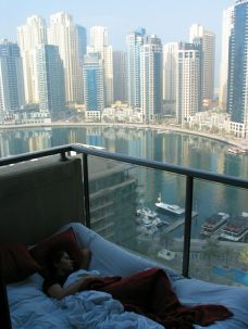 We were more than lucky with our host: Danny lives in one of the most beautiful areas - Dubai Marina. We could easily sleep on the balcony enjoying the view... Only that the mattress deflated till the morning, but who cares about that when you have this magnificent view? Just beyond the skyscrapers - The Beach... :)