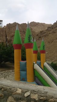 Militarism is present in Iran: from the tank-shaped benches in Iran and rockets next to a mosqe, we found these missiles… in a playground…